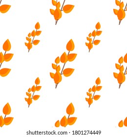 Fall botanical seamless background vector illustration. Abstract yellow design template on golden backdrop. Autumn nature. Natural tile. Floral wrapping.