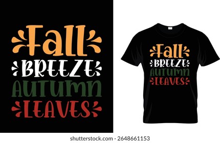 Fall Breeze Autumn Leaves funny T shirt Design Template 