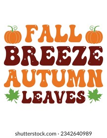 Fall breeze autumn leaves T-shirt print template