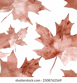 Queda Brown Maple Leaf Aquarela Abstract Escandinávia Design Sem Costura Padrão Papel de Parede Cortina Fundo Estofamento Presente Envolvimento Papel Vetor 