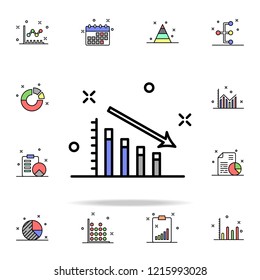 fall chart colored icon. Business charts icons universal set for web and mobile on white background