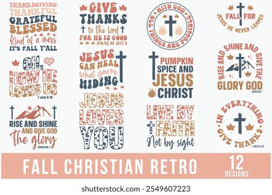 Fall Christian retro Bundle t shirt design