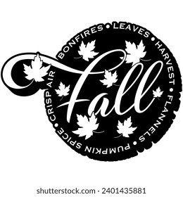 fall circle black vector graphic design and cut file