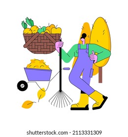 Fall Clean-up Abstract Concept Vector Illustration. Garden Maintenance, Mulching And Leaf Removal, Lawn Care, Vegetable Bed, Cover Plant, Clean Gutter, Autumn Yard Work Abstract Metaphor.