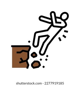 fall cliff man accident color icon vector. fall cliff man accident sign. isolated symbol illustration