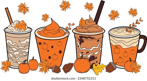 Fall coffee cup, Thanksgiving coffee cup, Pumpkin Spice Iced, Thanksgiving t shirt design.