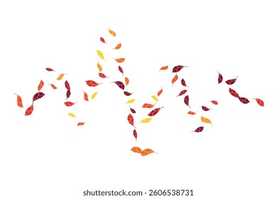 Fall colorful dry leaves vector illustration. Scarlet orange amber shades dry autumn leaves rustic forest theme backdrop. Creative tree foliage organic illustration.