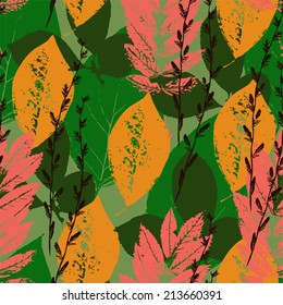 Fall colorful seamless pattern, autumn vector background