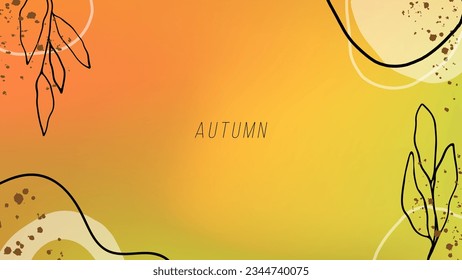 Fall colors. Autumnal blurred background with minimal hand drawn elements. Graphic template for Autumn season graphic design. Vector illustration.