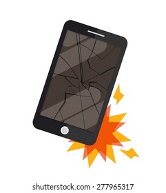 fall crash broken smart phone conceptual illustration vector