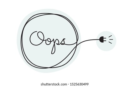 Fall, decline, break down, fail concept. Handwritten lettering with text oops. 404 error or page design concept that illustrate that page not found. illustration. Vector illustration.