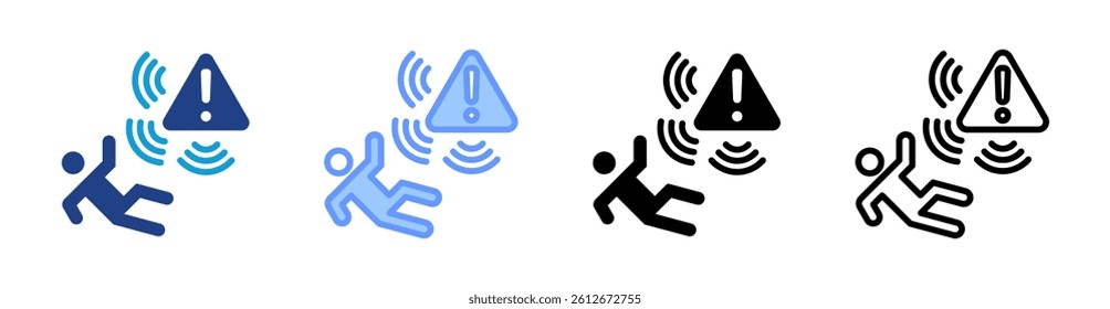 Fall Detection System icon set multiple style collection