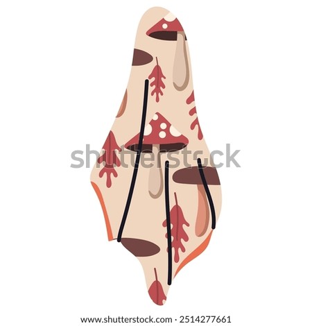 Fall dish towel for kitchen vector cartoon illustration isolated on a white background.