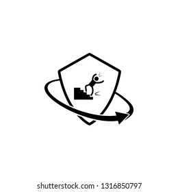 fall down, accident insurance. Element of insurance in shield icon. Premium quality graphic design icon. Signs and symbols collection icon for websites, web design, mobile app