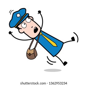 Fall Down - Postman Cartoon Courier Guy Vector Illustration