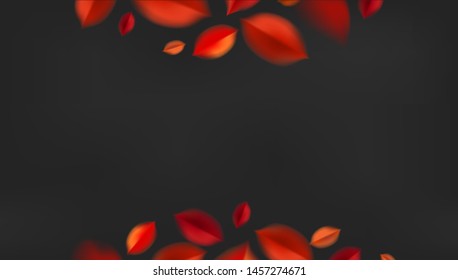Fall empty background with red leaves, autumn nature vector design elements layout template