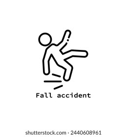 Fall, falling, watch your step, accident , Caution, linear icon. Editable stroke