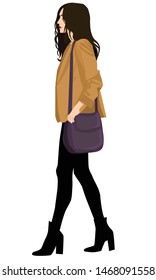 Fall Fashion Beautiful Woman Vector Illustration 