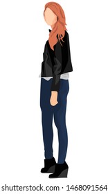 Fall Fashion Beautiful Woman Vector Illustration 