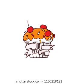 Fall festival cupcake. It can be used for sticker, patch, phone case, poster, t-shirt, mug etc.