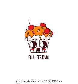 Fall festival cupcake. It can be used for sticker, patch, phone case, poster, t-shirt, mug etc.