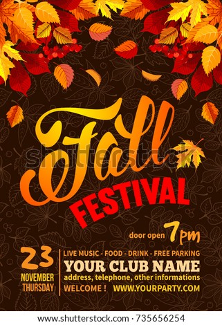 fall festival flyer poster template bright のベクター画像素材