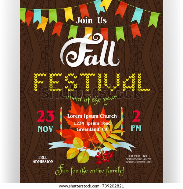 Fall Festival Poster Template Text Customized Stock Vector (Royalty ...