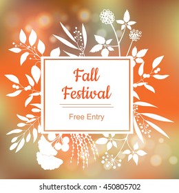 Fall festival. Vector colorful illustration on blurred background