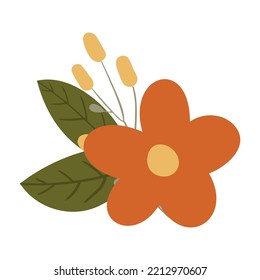 Composiciones florales de otoño en estilo plano, ilustraciones otoñales con flores 