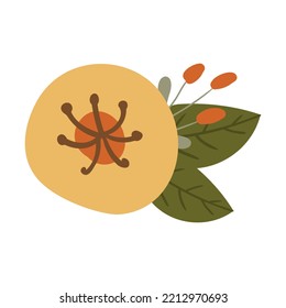Fall floral compositions in flat style, autumn illustrations with flowers 