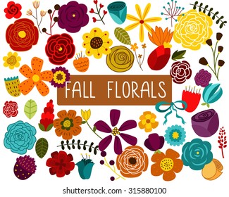 Fall Floral Design Elements Vector 
