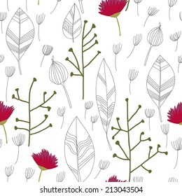 Fall floral seamless pattern. Vector illustration