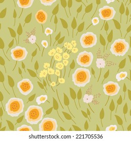 Fall floral seamless pattern. Vector illustration