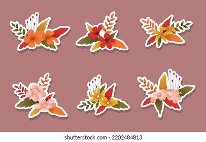 Fall Floral Summer Spring Flower Sticker Set