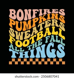 Fall Football Groovy T shirt Design