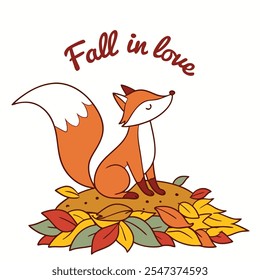 Herbst Fox in Blättern Vektor Design