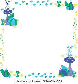 Fall frame, autumn pumpkin and lantern