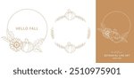 Fall Frames. Fall leaf outline isolated on white. Autumn leaves line art. Leaf Line Art Illustration Hand Drawn. Fall Coloring Page with Leaves. 