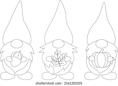 Fall Gnomes coloring vector illustration
