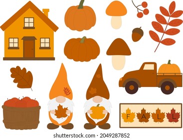 Fall Gnomes vector illustration. Harvest Gnomes