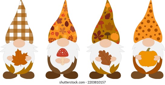 Fall Gnomes vector illustration. Thanksgiving Gnomes