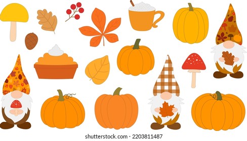 Fall Gnomes vector illustration. Thanksgiving Gnomes