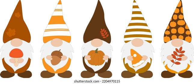 Fall Gnomes vector illustration. Thanksgiving Gnomes