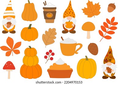 Fall Gnomes vector illustration. Thanksgiving Gnomes