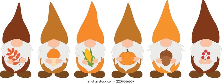 Herbst Gnomes Vektorgrafik. Thanksgiving-Nomaden