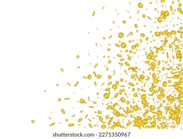 Fall Gold Dollar Vector White Background. Golden Money Rich Flyer. Metal Confetti Template. Flow Cash Poster.