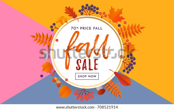 Fall Gold Sale Poster September Shopping Stock Vector Royalty Free 708521914