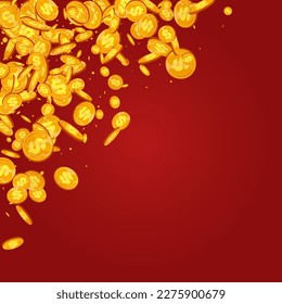 Herbst Golden Cash, Vektorroter Hintergrund. Metal Finance Monetary Card. Shiny Money Design. Scatter Jackpot Flyer.