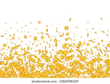 Fall Golden Currency Vector White Background. Metal Finance Flow Certificate. Shiny Money Brochure. Monetary Jackpot Card.