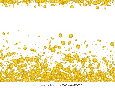 Fall Golden Dollar Vector White Background. Gold Finance Scatter Cover. Metal Coin Brochure. Flying Cash Flyer.